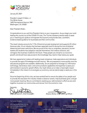 Tourism Academy Letter to Biden